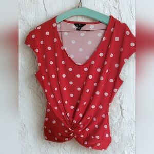 Jules & Leopold Orange Ruched Front Short Sleeve Blouse